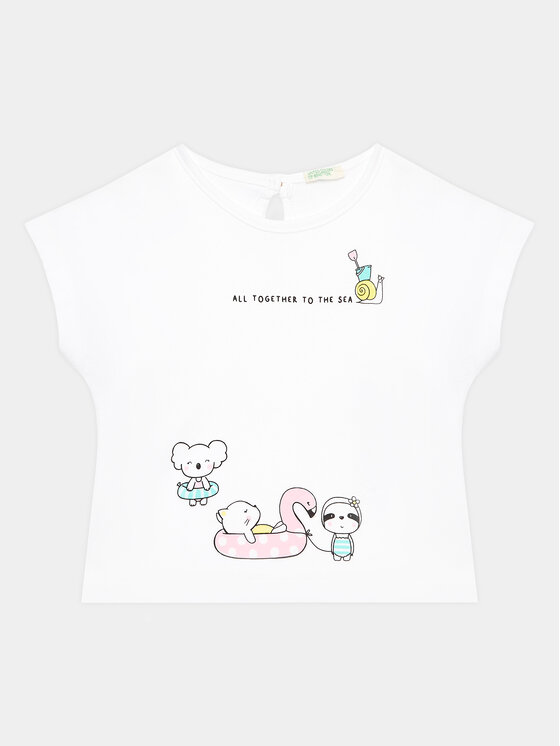 United Colors Of Benetton T-Shirt 3I1XA102W Biały Regular Fit