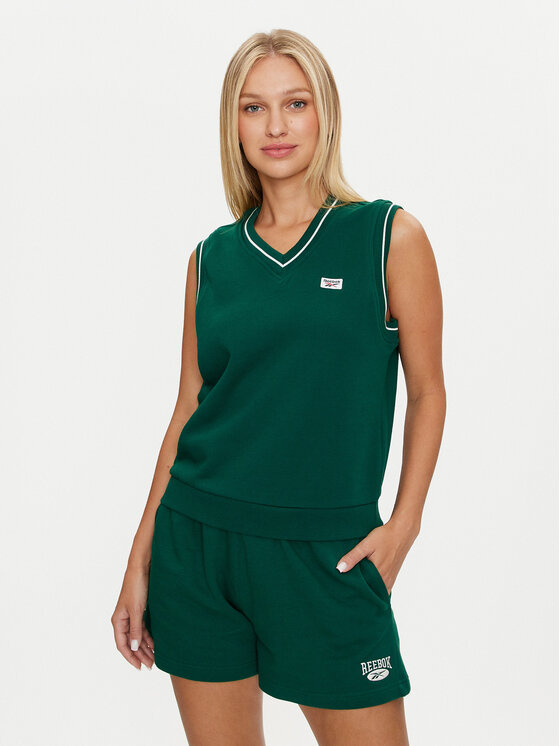 Reebok Sweter Cl Cs Vest 100075522 Zielony Regular Fit
