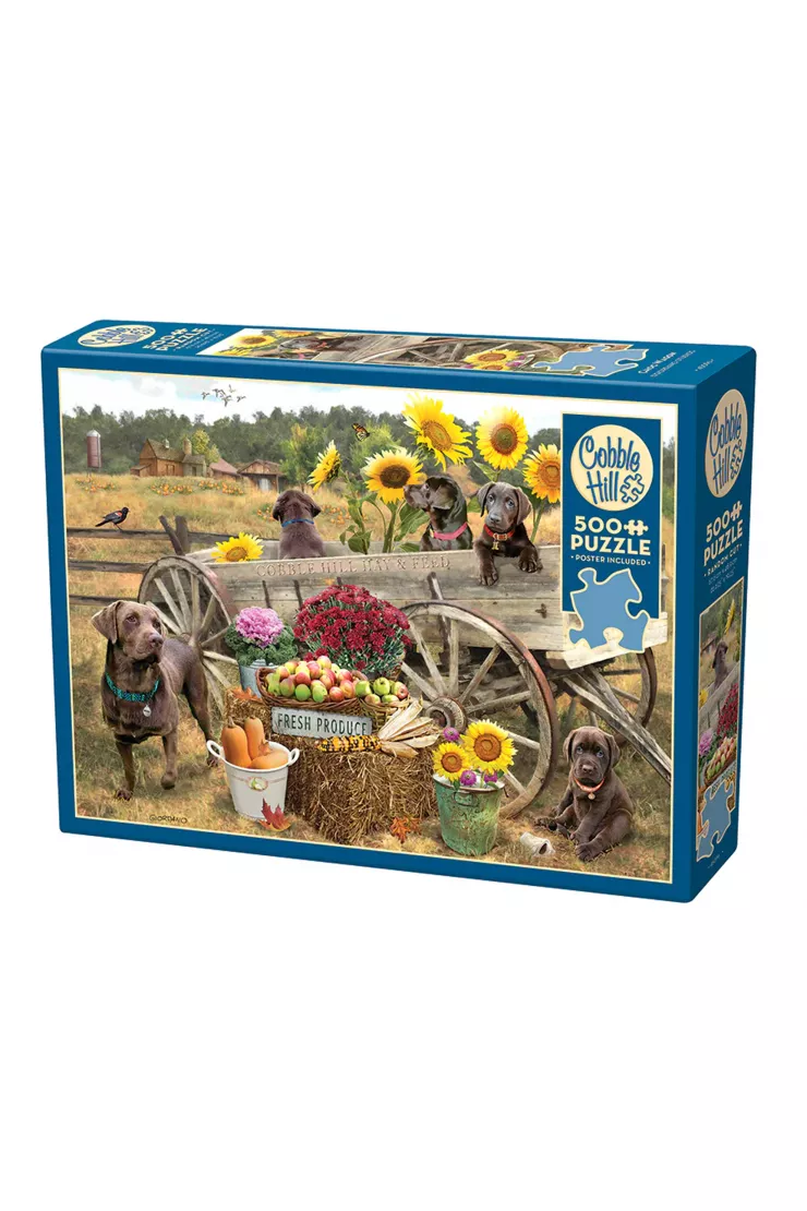 Puzzle 500 el. Labradory z wozu, koniom lżej