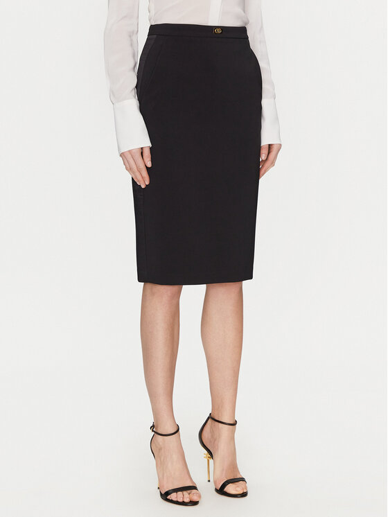 Elisabetta Franchi Spódnica ołówkowa GO-099-51E2-V260 Czarny Regular Fit