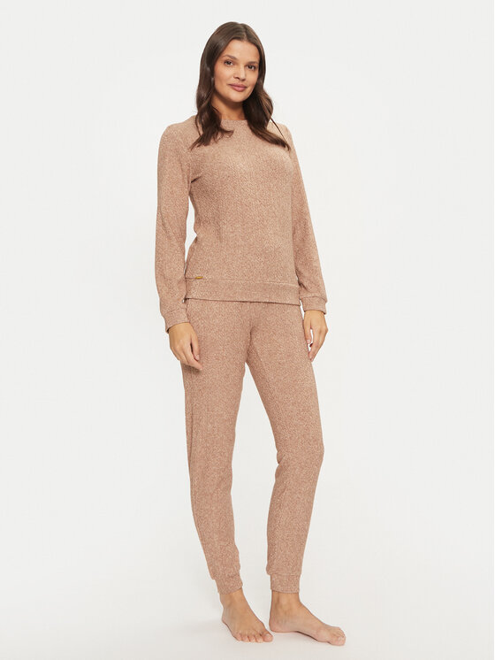 Selmark Piżama P8673 Beżowy Regular Fit