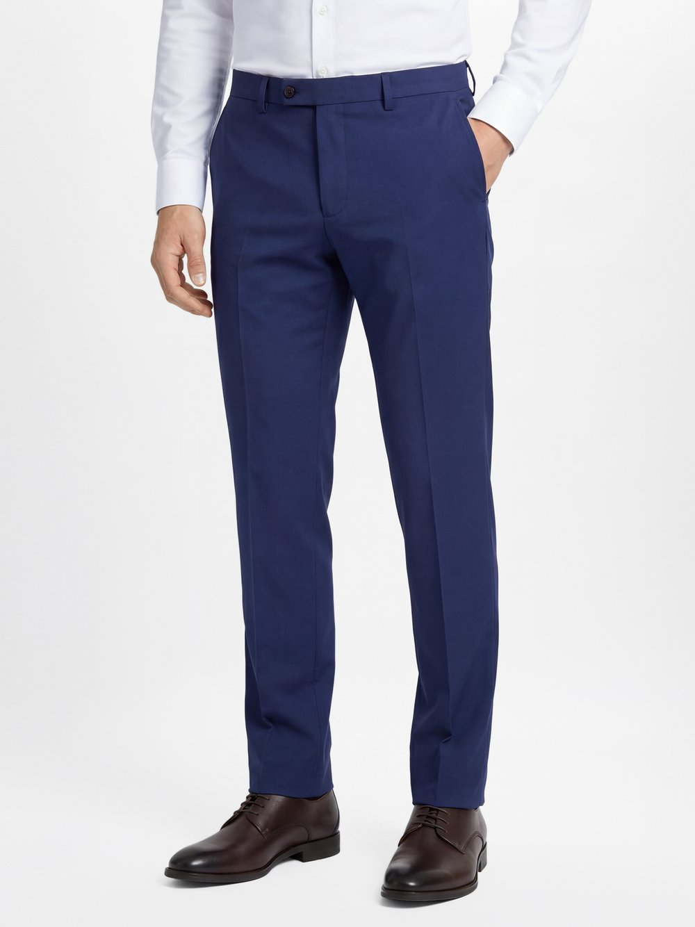 Finshley & Harding Męskie spodnie garniturowe Mężczyźni Modern Fit niebieski, 52