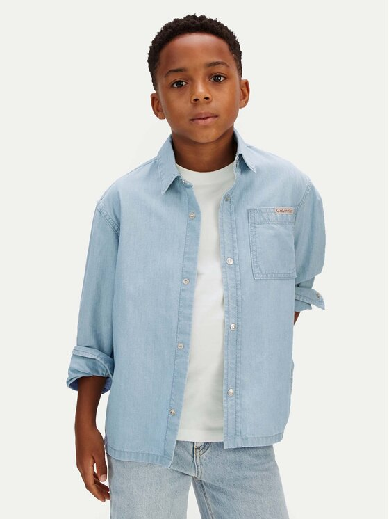 Calvin Klein Koszula jeansowa LVCKSJB30B Niebieski Regular Fit