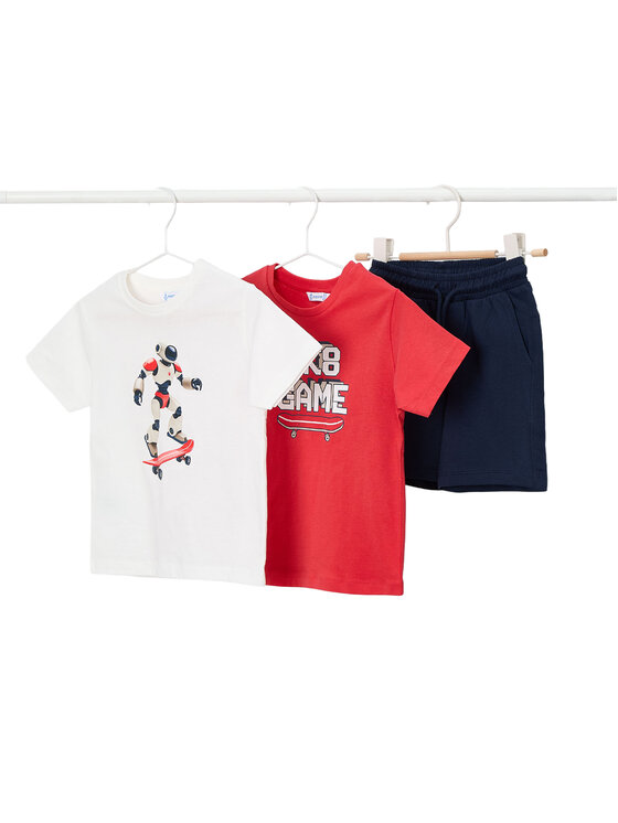 Mayoral Komplet 2 t-shirtów i spodenek 3604 Kolorowy Regular Fit