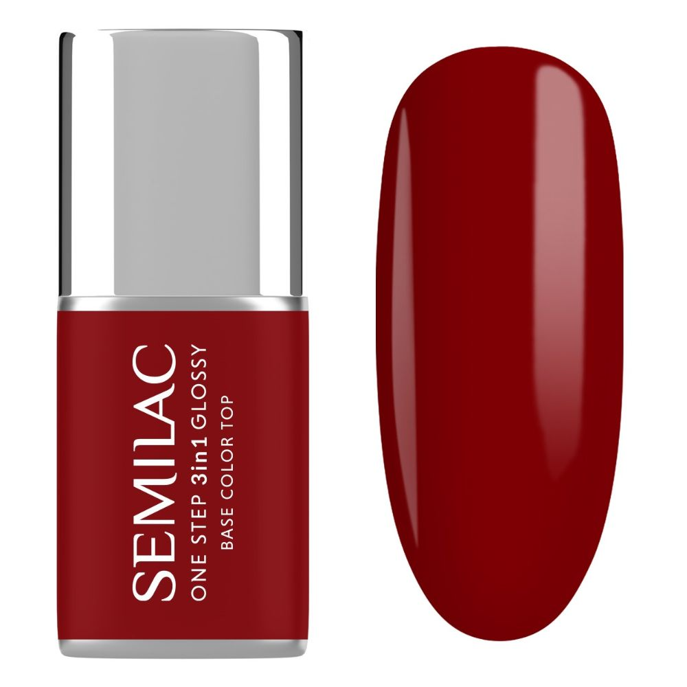 Semilac S575 Lakier Hybrydowy 3w1 One Step Glossy Dark Red 7 ml