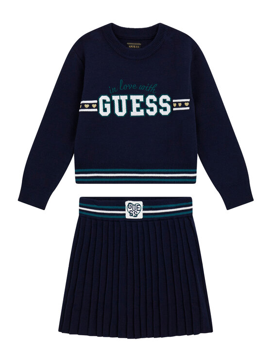 Guess Komplet bluzka i spódnica K6YG02 Z0815 Granatowy Regular Fit