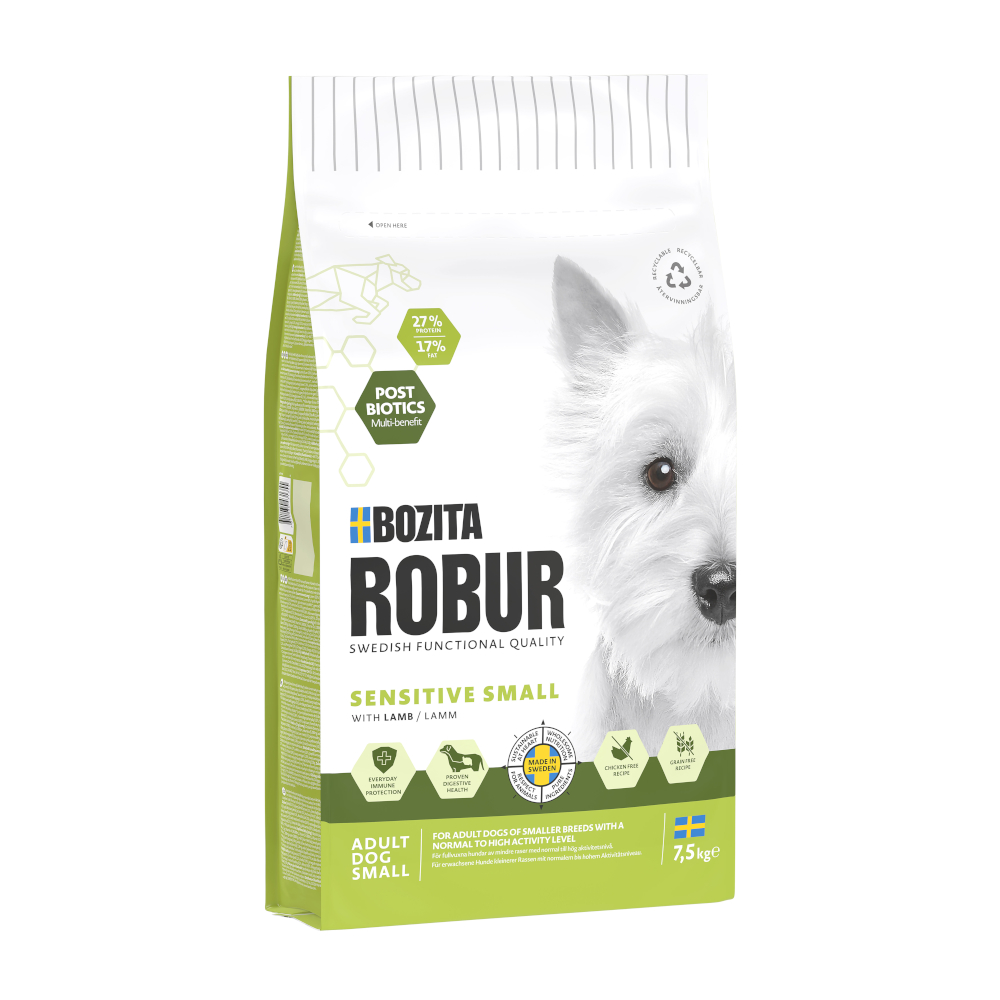 Bozita Robur Adult Small Breed Sensitive, jagnięcina - 7,5 kg