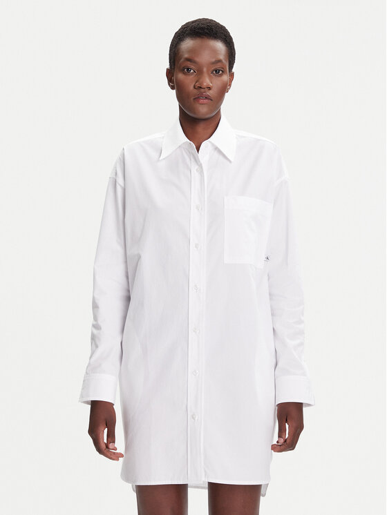 Calvin Klein Jeans Sukienka koszulowa LV047C022G Biały Oversize