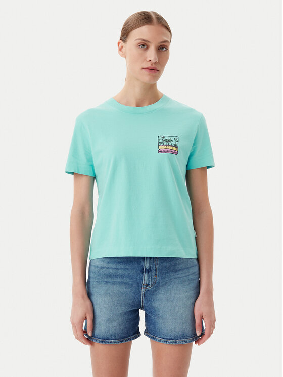 Quiksilver T-Shirt EQWZT03181 Turkusowy