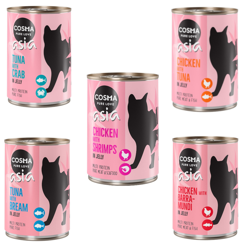 Pakiet Cosma Asia, w galarecie, 12 x 400 g - Pakiet Mieszany II (5 smaków)
