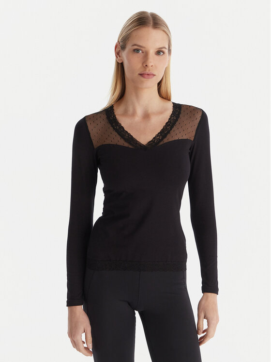 Ysabel Mora Koszulka piżamowa 19479 Czarny Slim Fit
