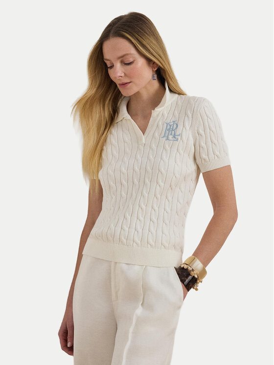 LAUREN RALPH LAUREN Polo 200932224016 Biały Slim Fit