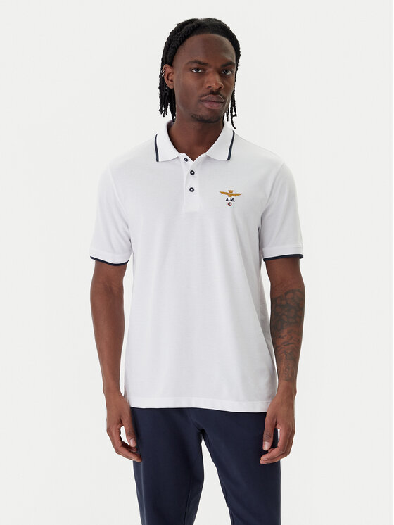 Aeronautica Militare Polo 261PO1308UP00082 Biały Regular Fit