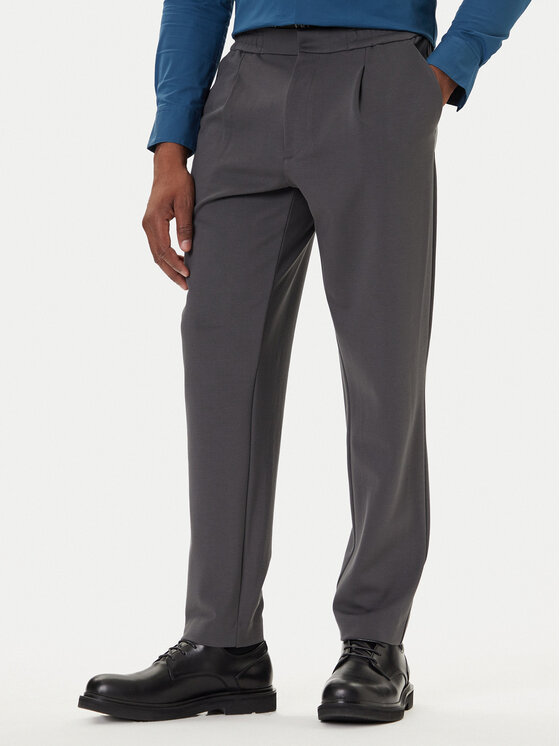 Calvin Klein Chinosy LV04LE613G Szary Slim Fit
