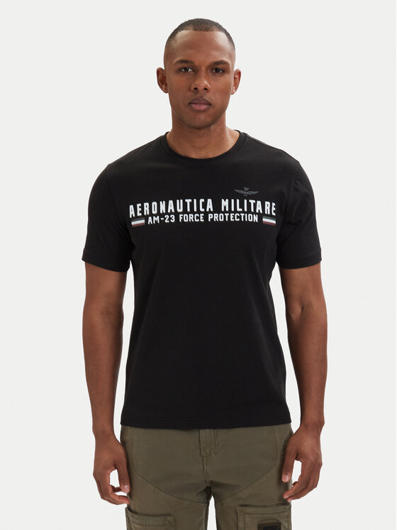 Aeronautica Militare T-Shirt 261TS1942UJ00538 Czarny Regular Fit