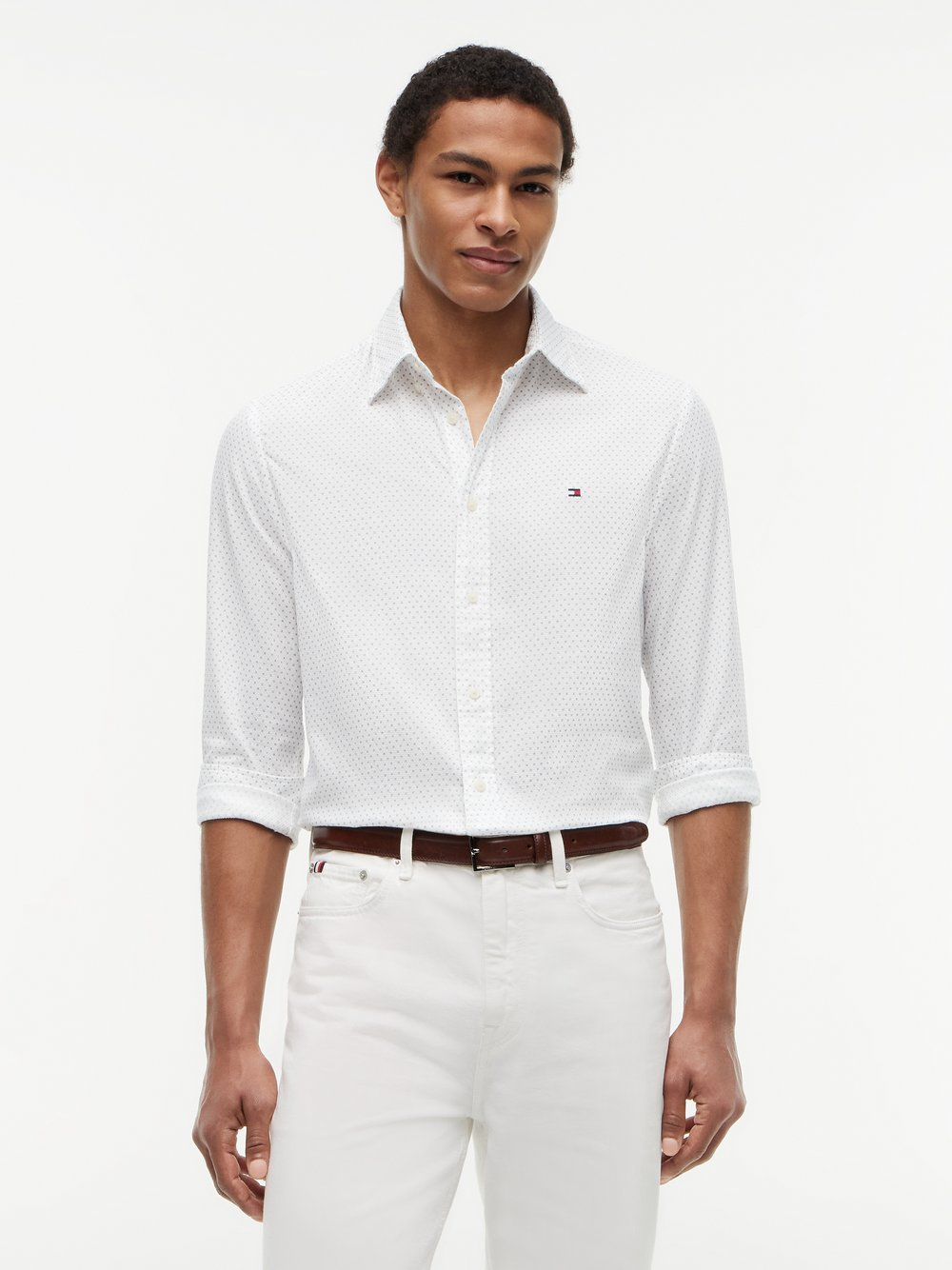 Tommy Hilfiger Koszula męska Mężczyźni Regular Fit Bawełna biały, L