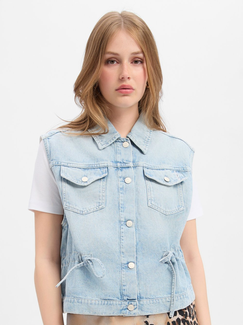Marc O'Polo Denim Damska kamizelka dżinsowa Kobiety Bawełna (100%) niebieski, L