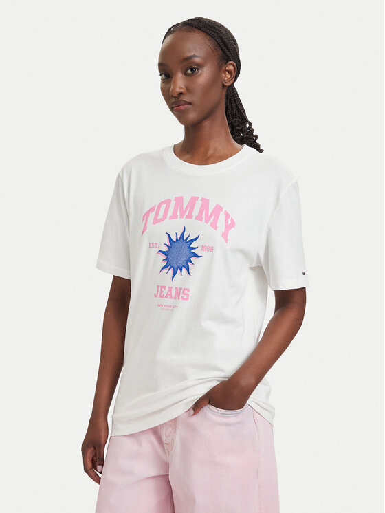 Tommy Jeans T-Shirt Novelty DW0DW23159 Biały Relaxed Fit