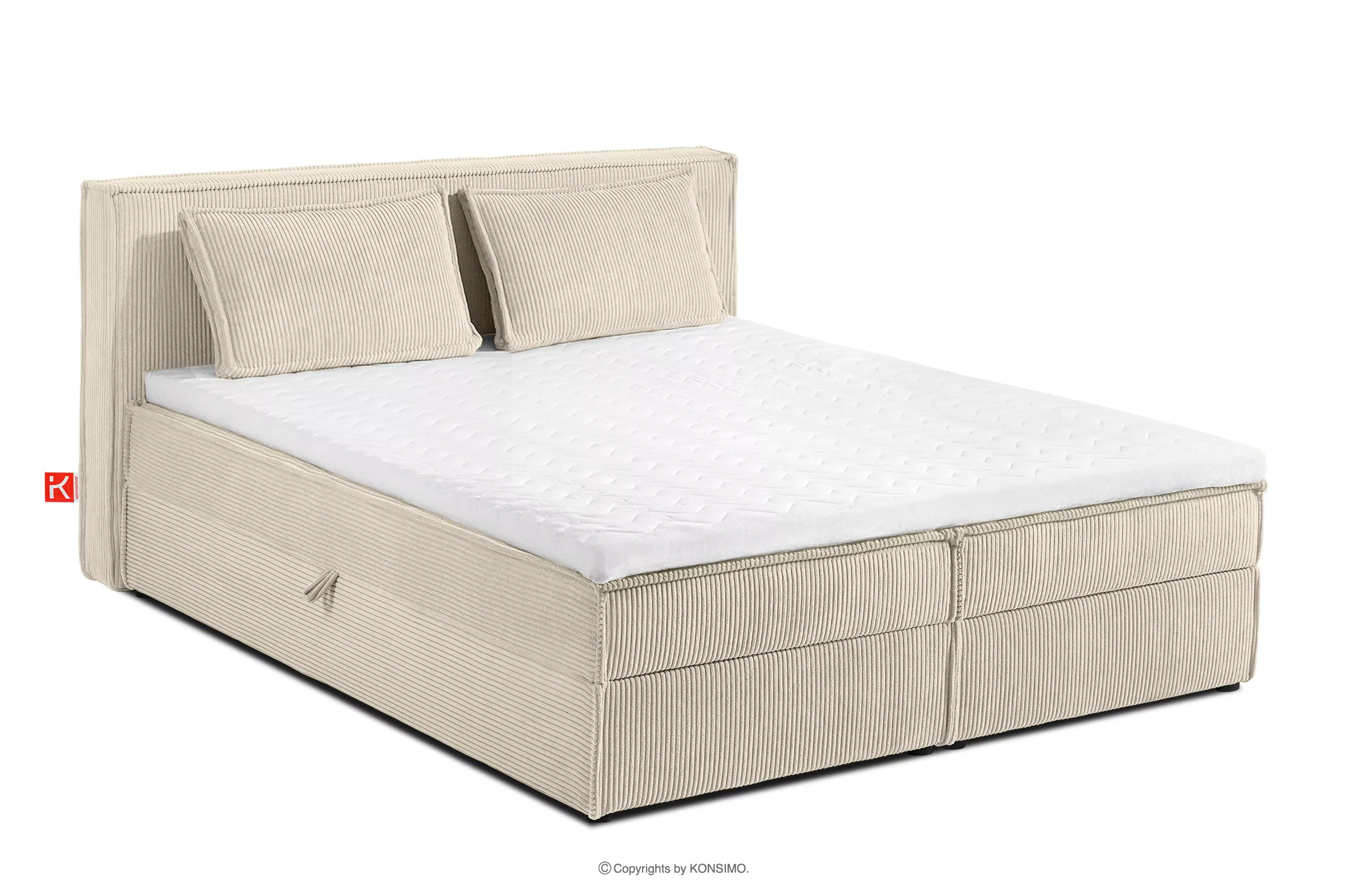 Łóżko dwuosobowe 160 cm w tkaninie sztruks kremowy ROTI