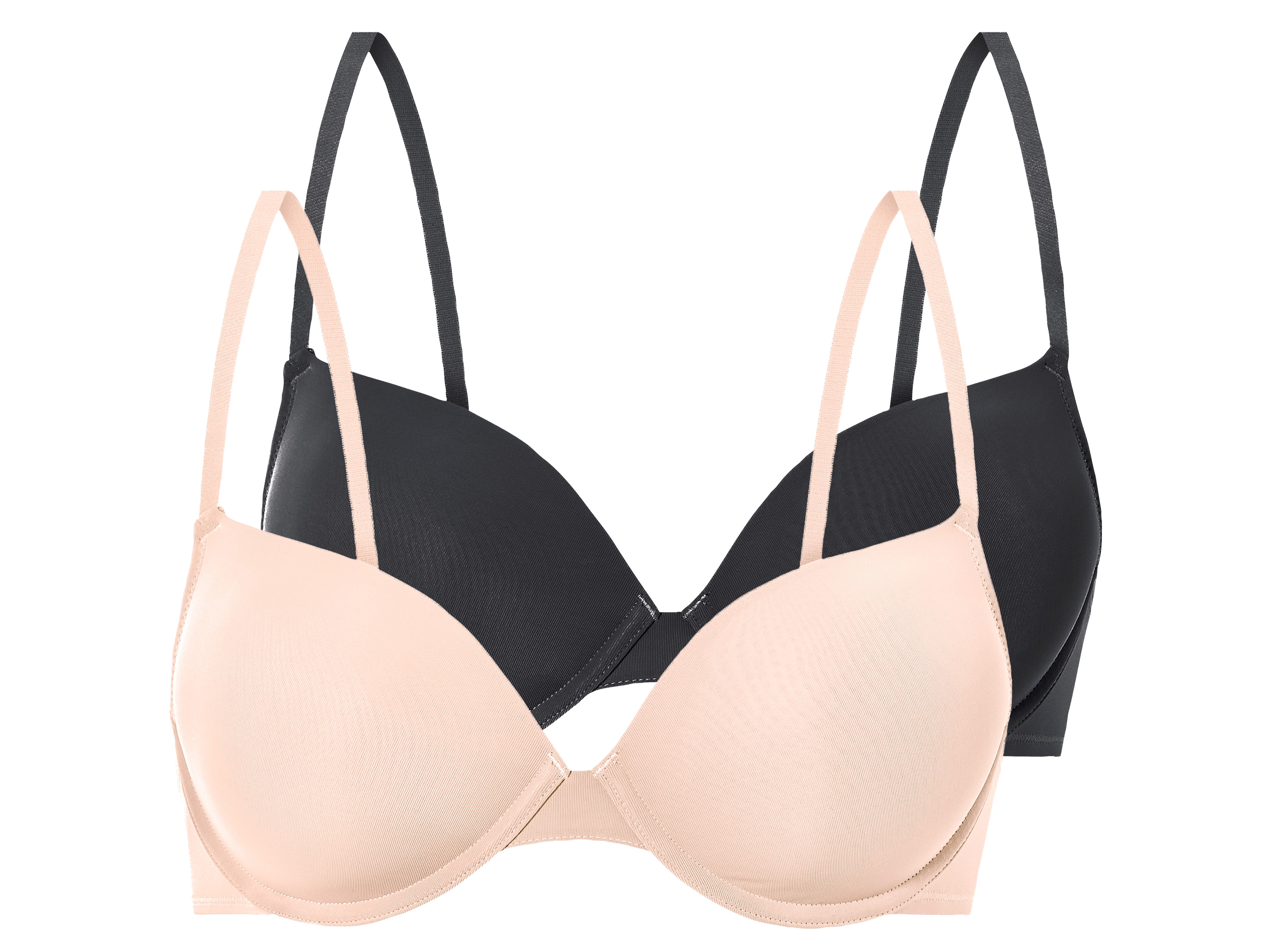 esmara® Biustonosze push-up damskie, 2 sztuki (Czarny/ beżowy, 85C)