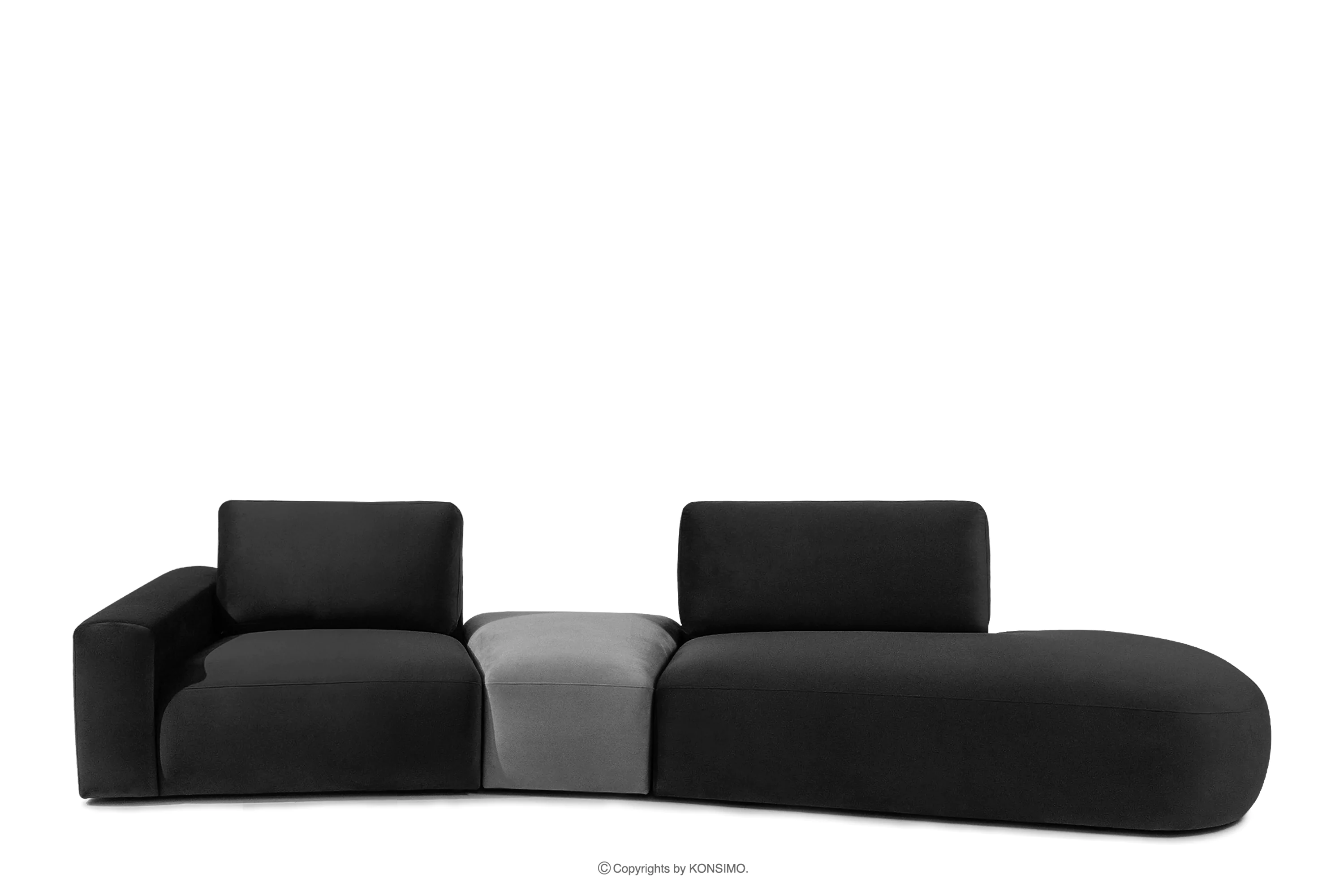 Sofa modułowa organic welur ciemny szary/jasny szary ZUCCO