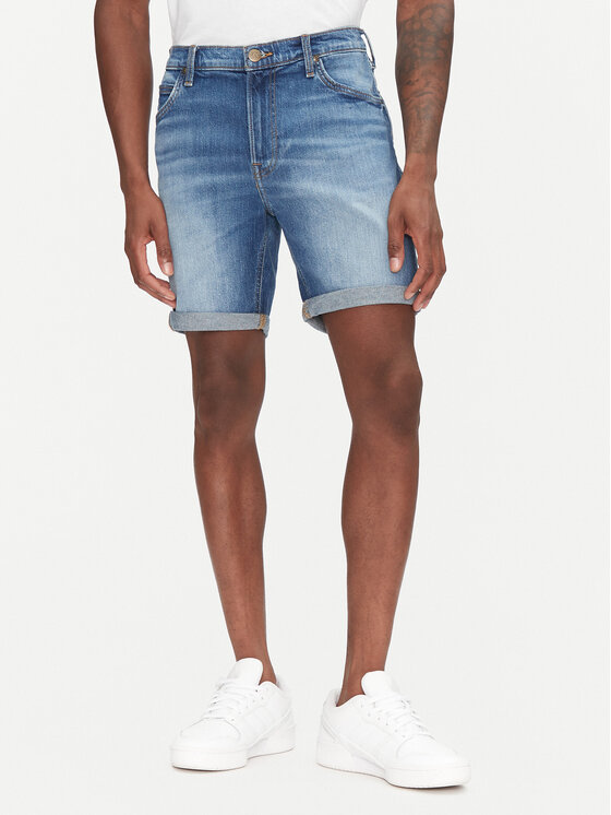 Lee Szorty jeansowe Rider 112363925 Niebieski Slim Fit