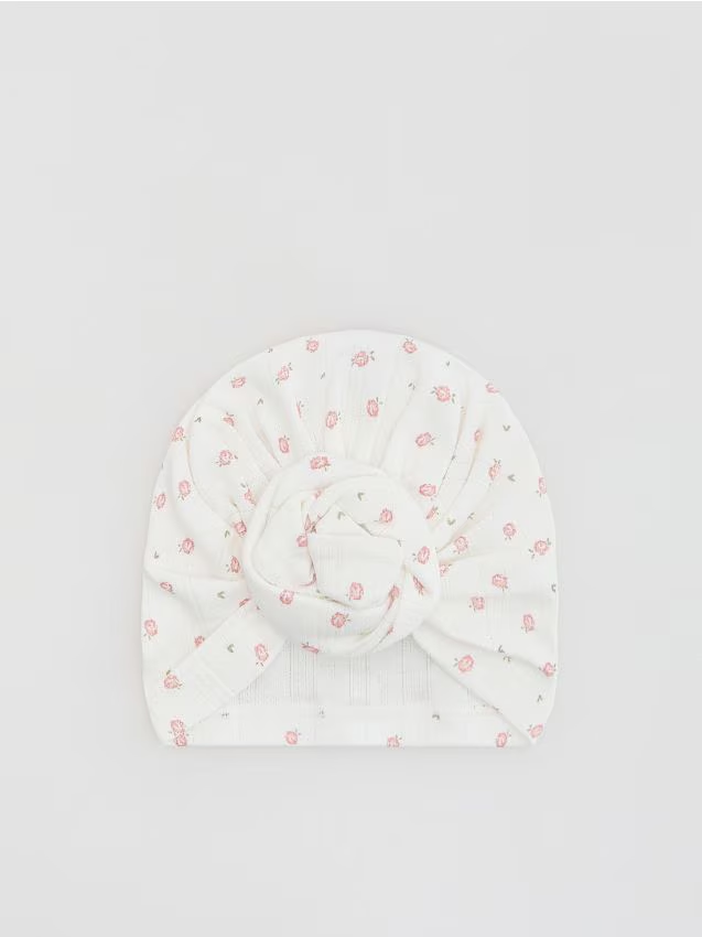 Reserved - Czapka turban - złamana biel