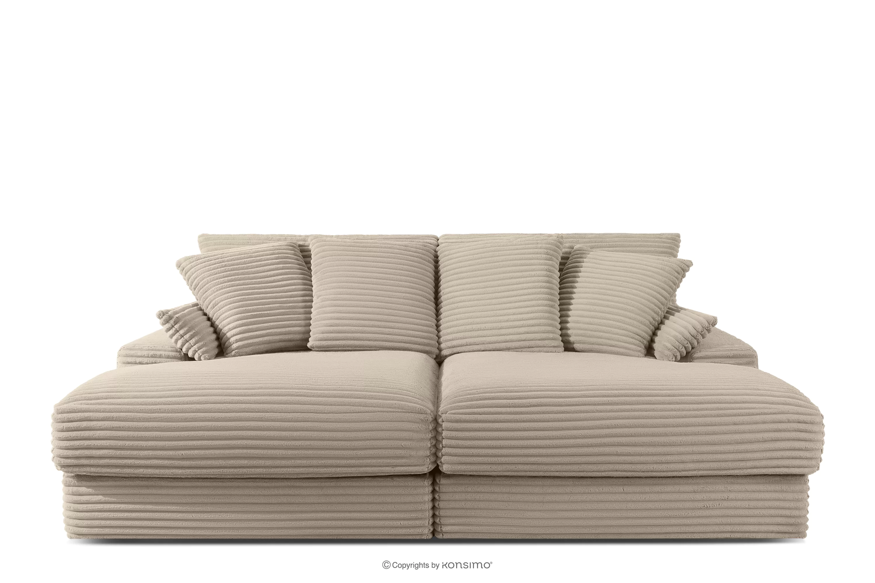 Sofa z dużym siedziskiem trzyosobowa w tkaninie sztruks taupe ACERA