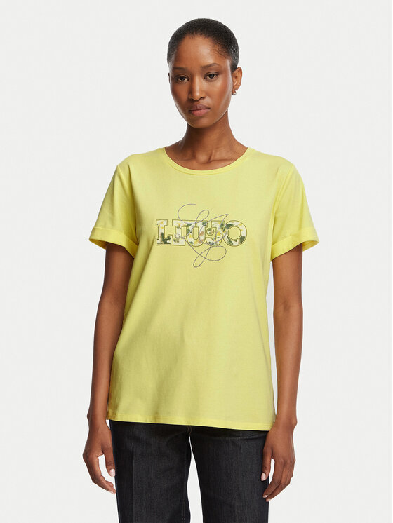 Liu Jo Sport T-Shirt TA6163 JS003 Żółty jasny Regular Fit
