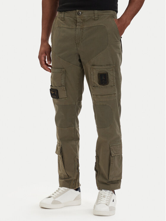 Aeronautica Militare Spodnie cargo 261PA1387UCT01493 Zielony Regular Fit