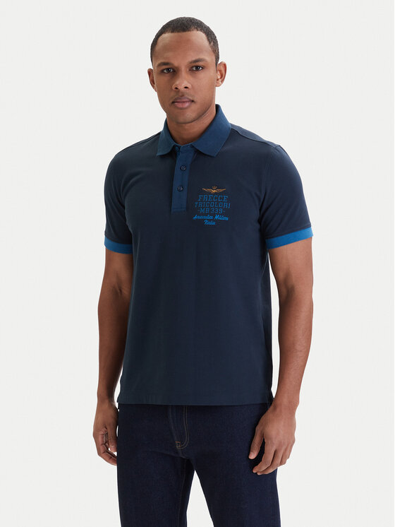 Aeronautica Militare Polo 261PO1908UP00191 Granatowy Slim Fit
