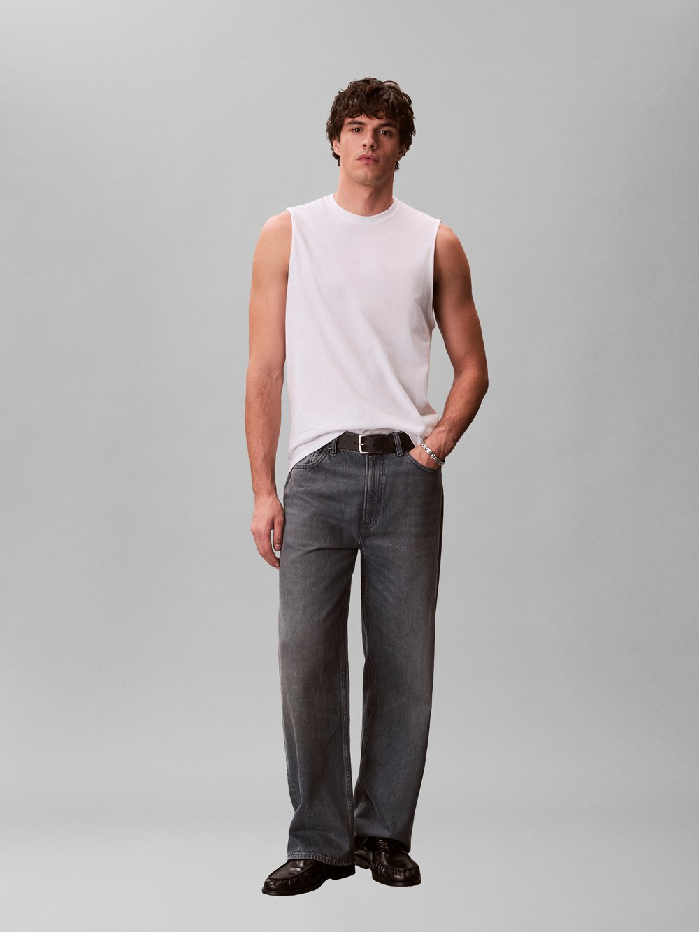 Calvin Klein Jeans Tank top męski Mężczyźni Bawełna biały, L