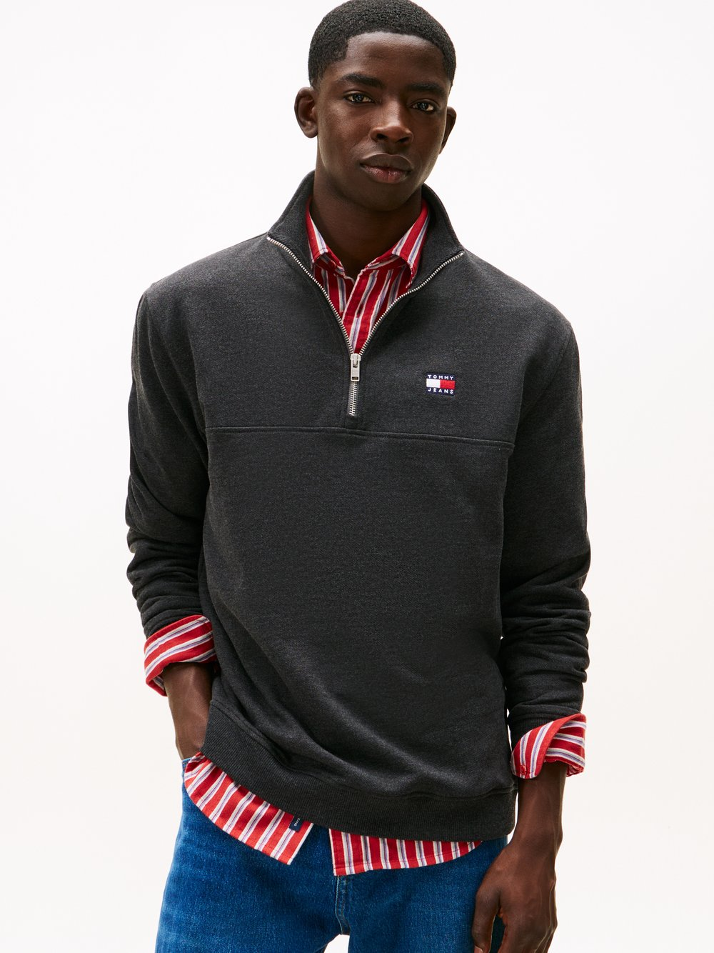 Tommy Jeans Męski sweter dresowy Mężczyźni szary, L