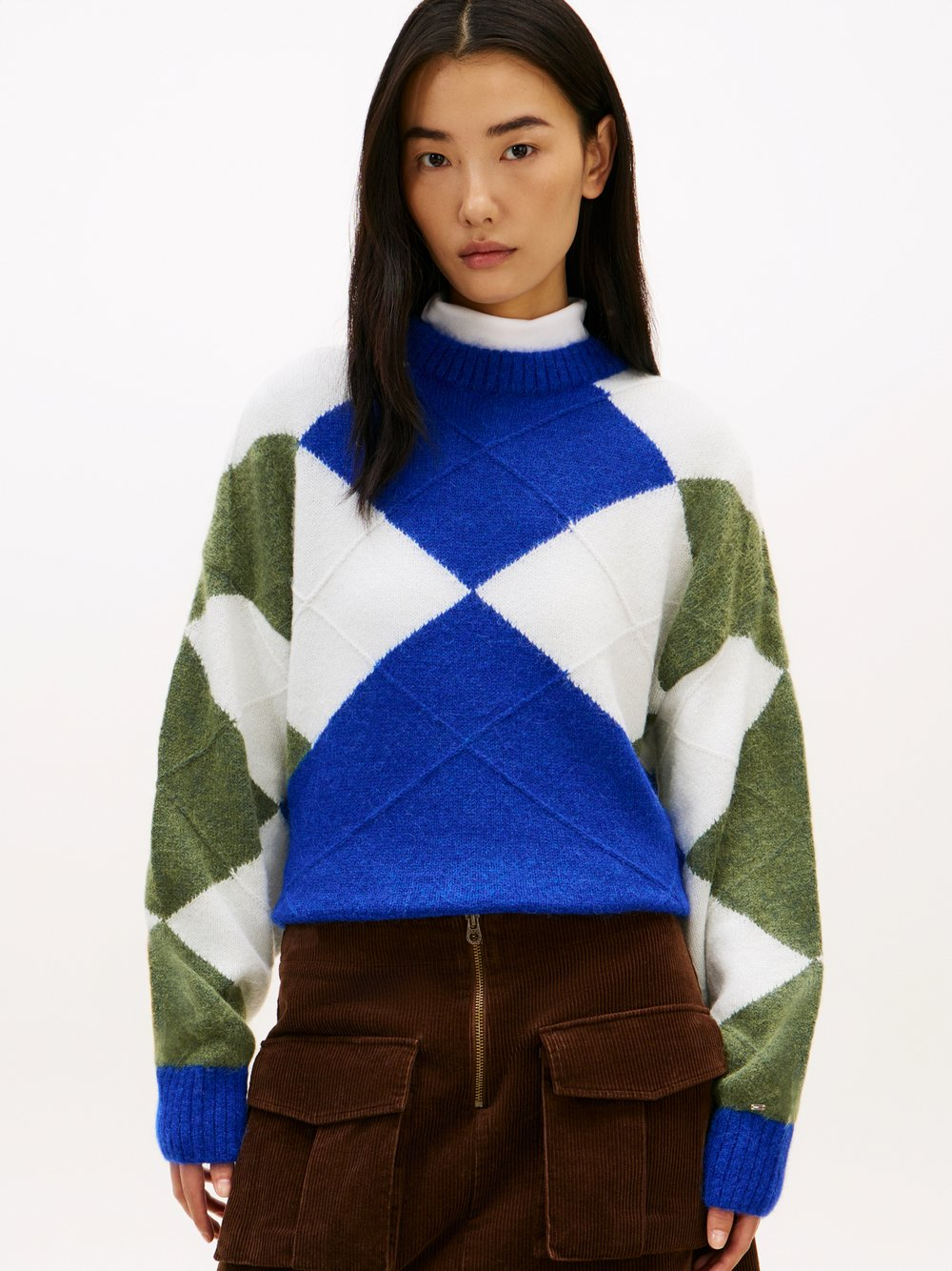 Tommy Hilfiger Sweter damski z dzianiny z alpaki Kobiety niebieski|biały|zielony, L/XL