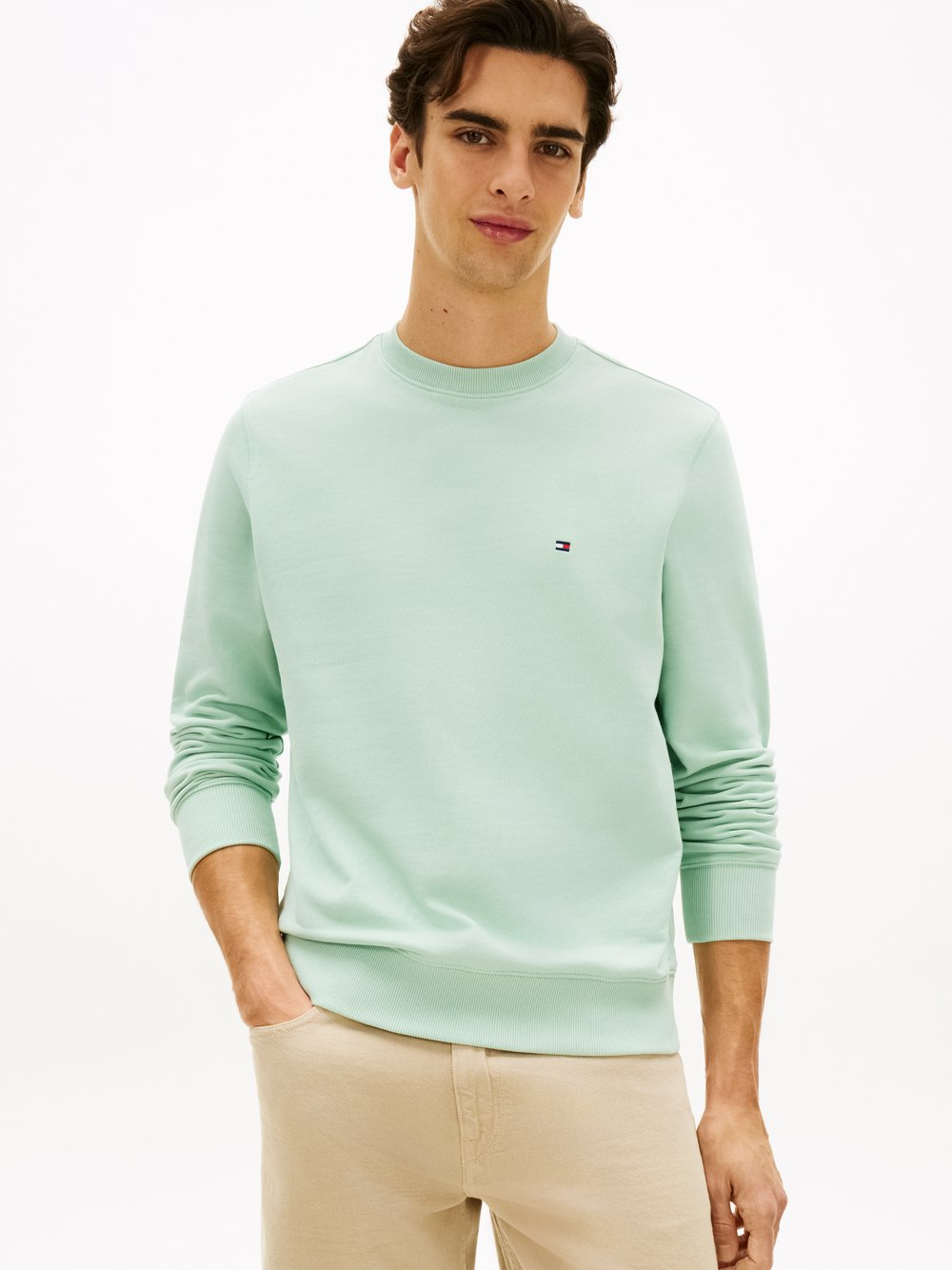 Tommy Hilfiger Bluza męska Mężczyźni Bawełna zielony, S