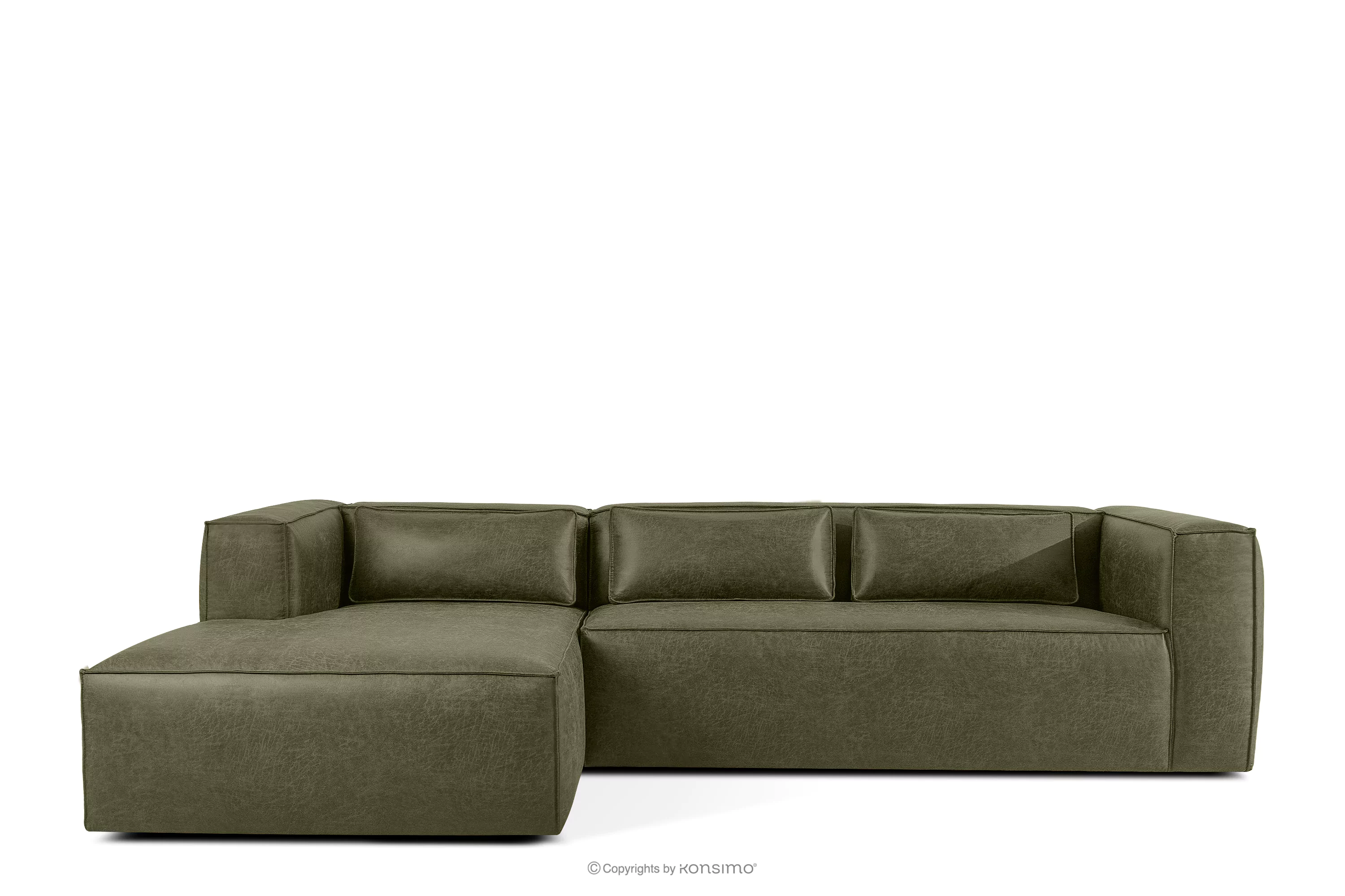 Narożnik w stylu loft tkanina skóropodobna zielony lewy FEROX