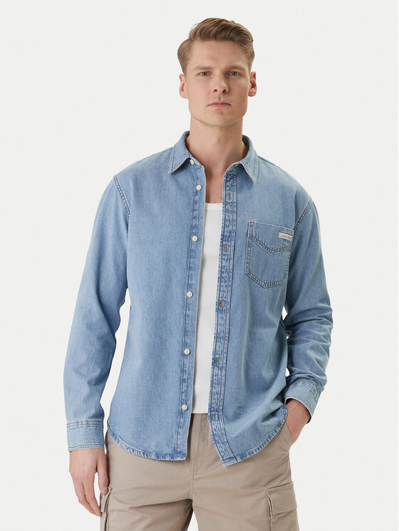 Calvin Klein Jeans Koszula jeansowa Essential LV04RE710G Niebieski Regular Fit
