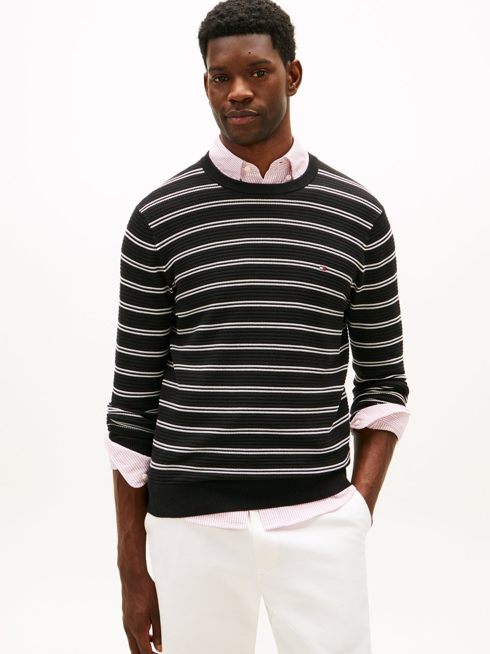 Tommy Hilfiger Męski sweter z dzianiny Mężczyźni Bawełna czarny, L