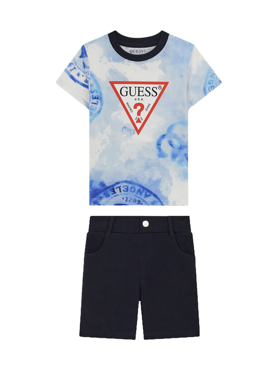Guess Komplet t-shirt i szorty sportowe N6GG00 K8HM4 Granatowy Regular Fit