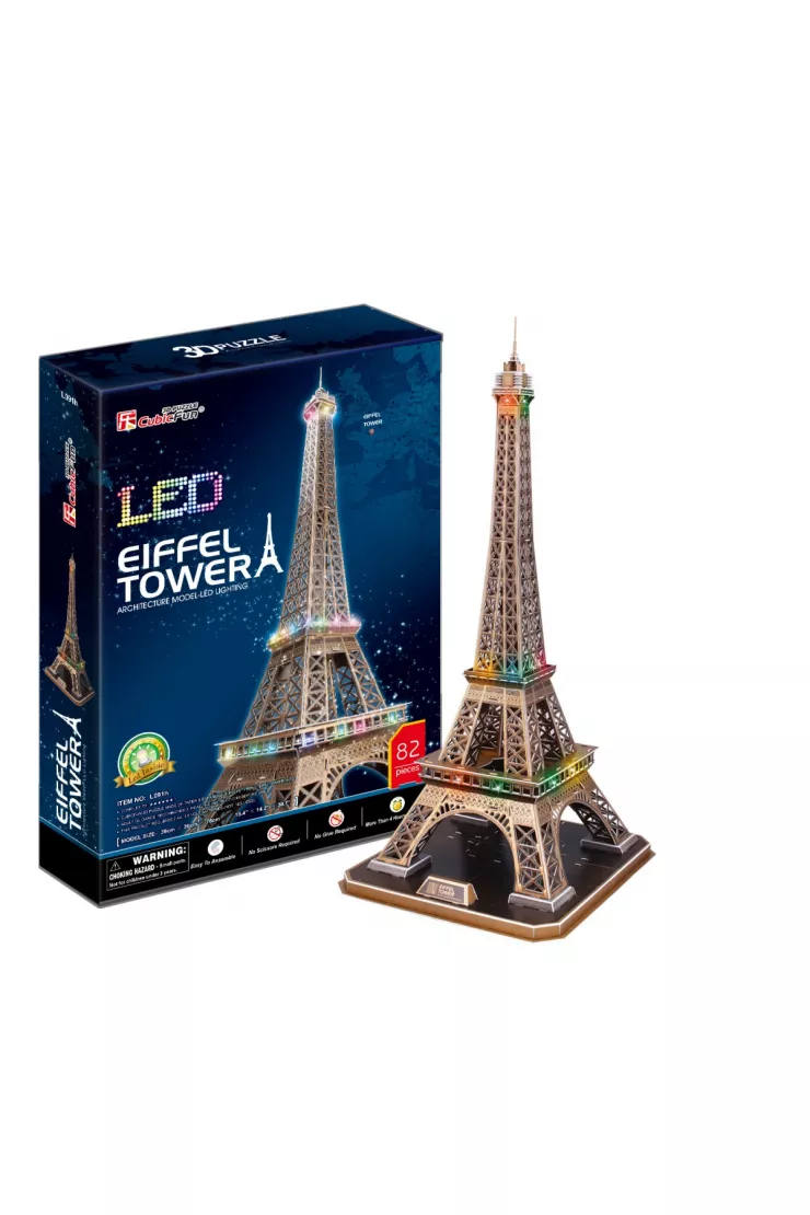 Puzzle 3D 82 el. Wieża Eiffel`a LED