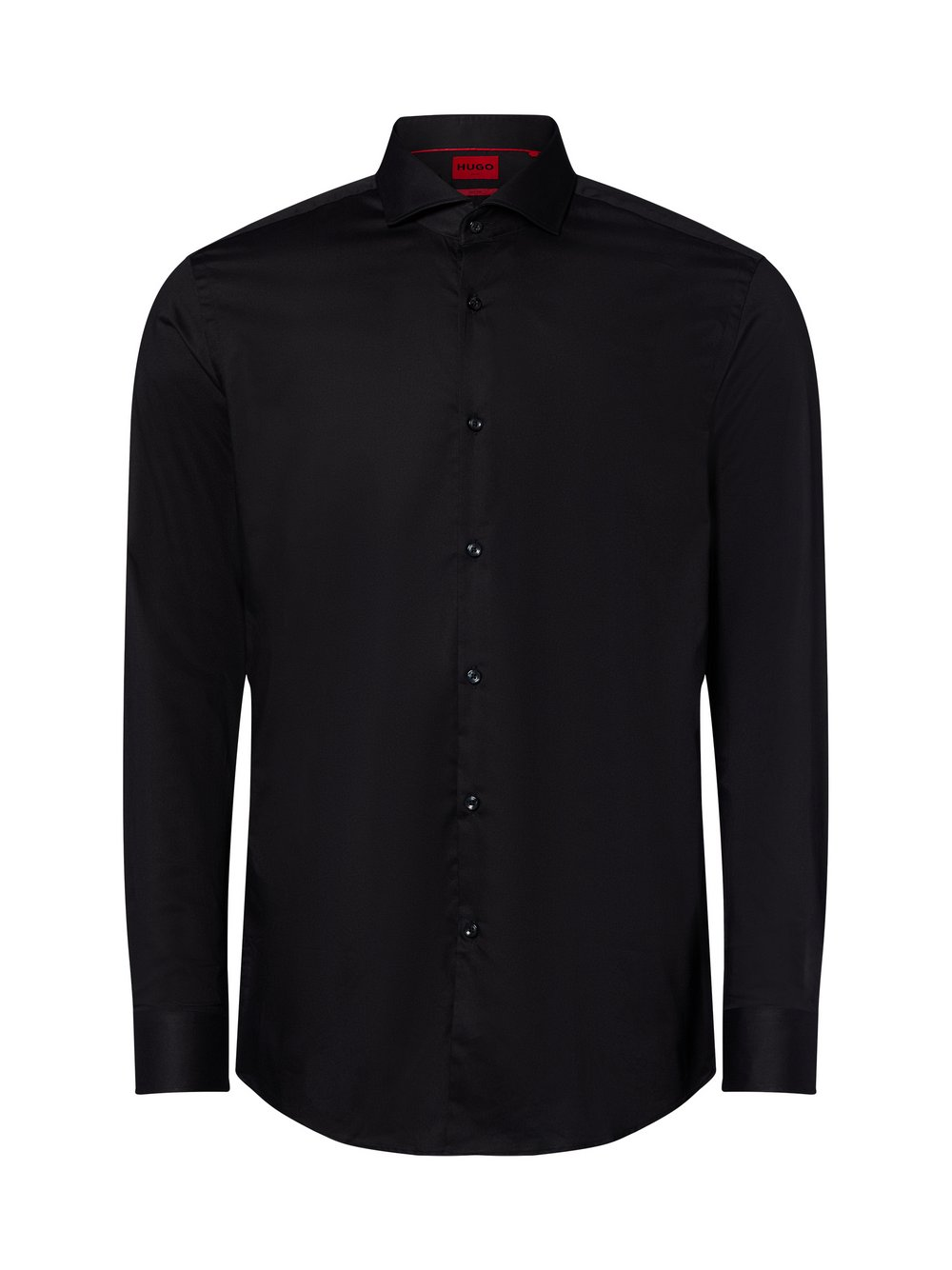 HUGO Koszula męska łatwa w prasowaniu Mężczyźni Slim Fit Bawełna czarny kołnierzyk włoski, 40
