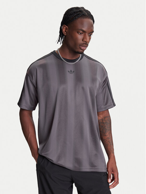 adidas T-Shirt adicolor Jacquard JW5880 Szary Loose Fit