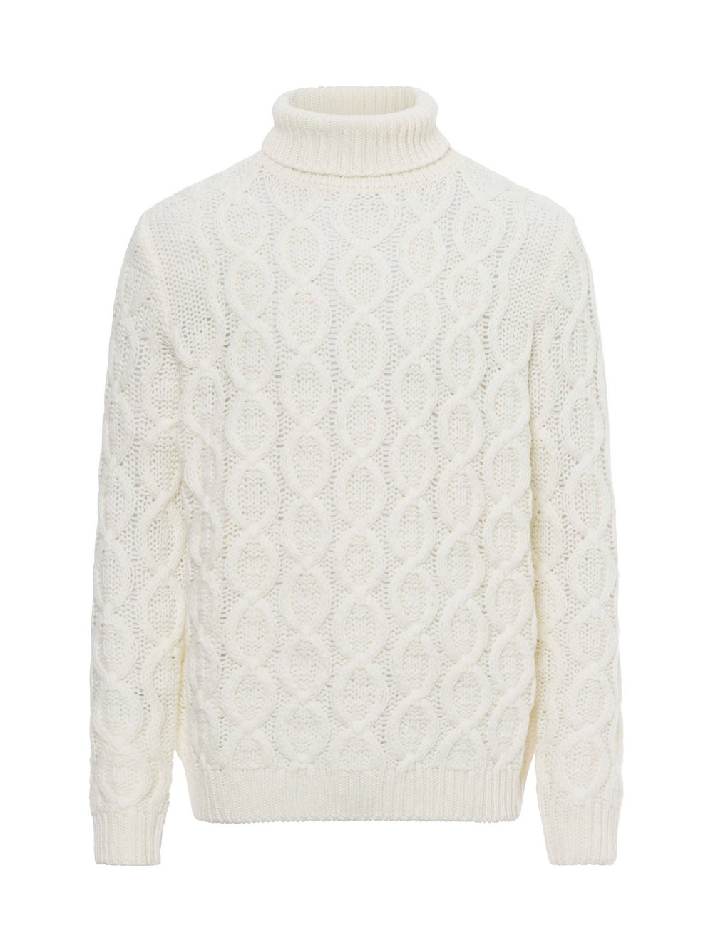 Finshley & Harding London Męski sweter z dzianiny z zawartością wełny Mężczyźni Wełna biały, L