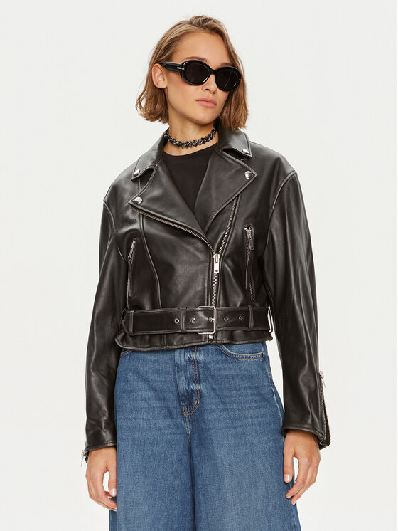 Weekend Max Mara Kurtka skórzana Saletta 2425446041 Czarny Standard Fit