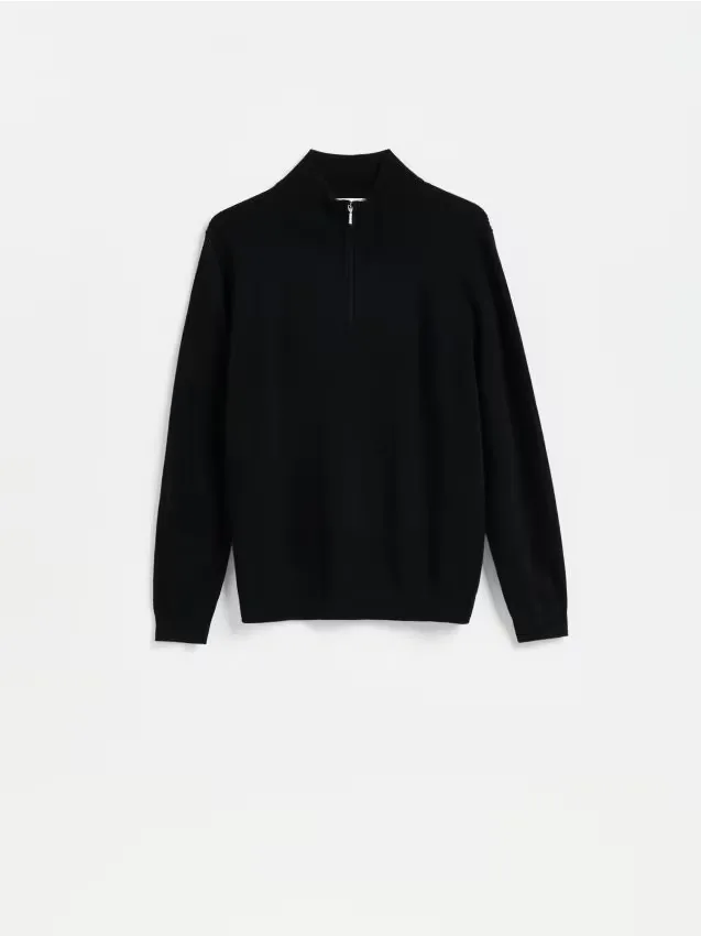 Reserved - Sweter z wełny merino - czarny