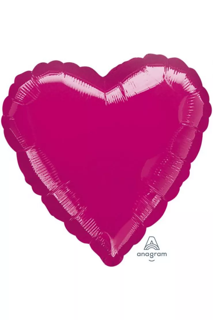 Balon foliowy metalik fuksja serce luzem