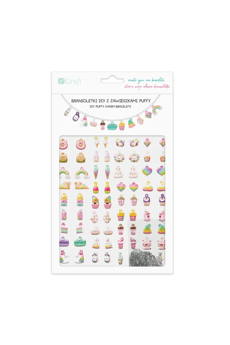 Bransoletki DIY z zawieszkami puffy Rainbow
