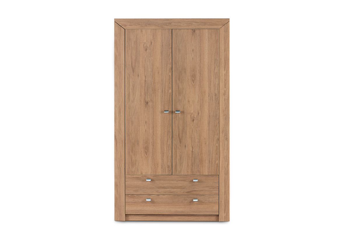 Prosta szafa ubraniowa z szufladami i drążkiem 107 cm dąb naturalny CALDO miniaturka