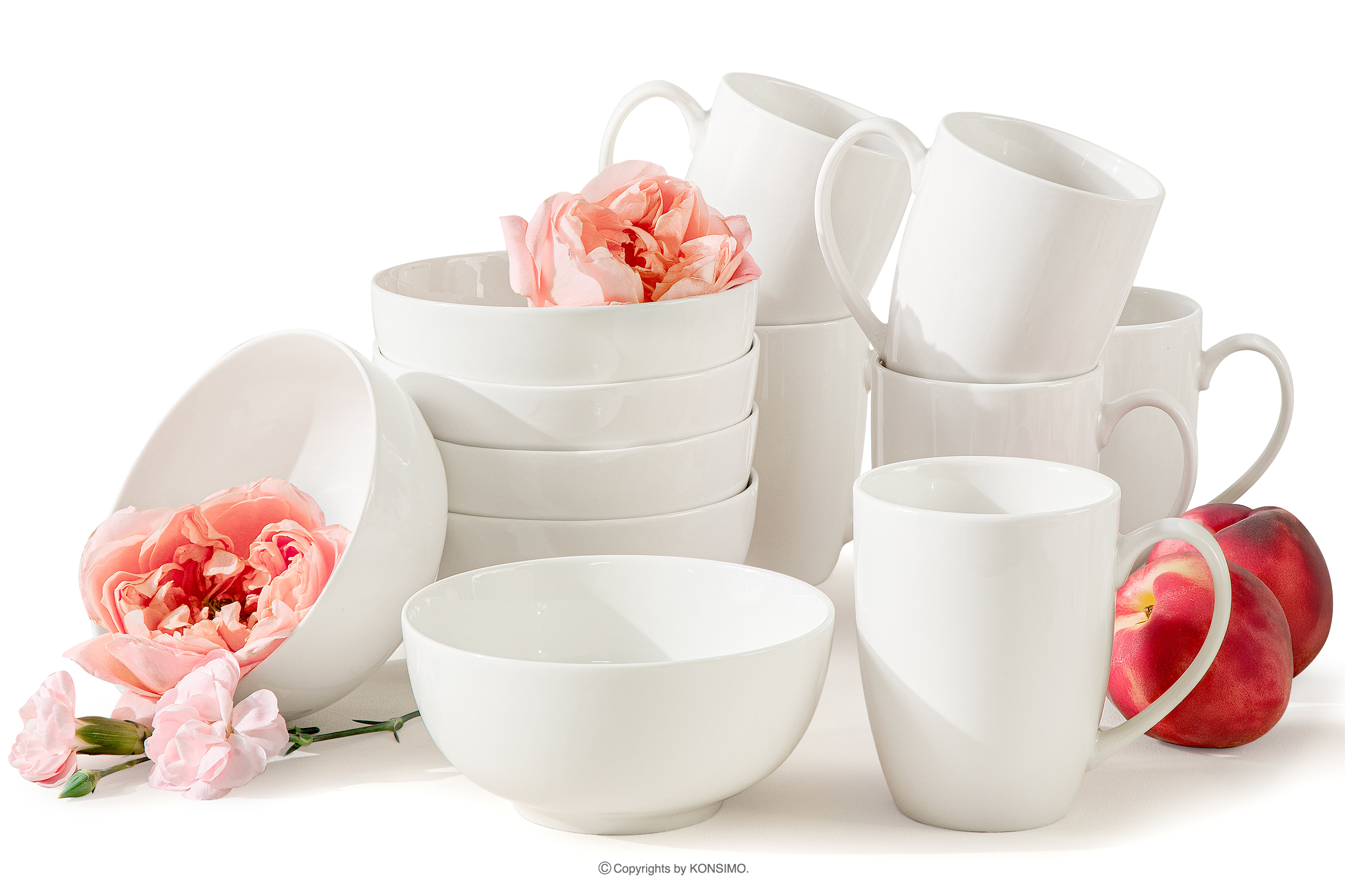 Zestaw śniadaniowy twarda porcelana 6 os. (12 el.) ecru AD BELLA miniaturka