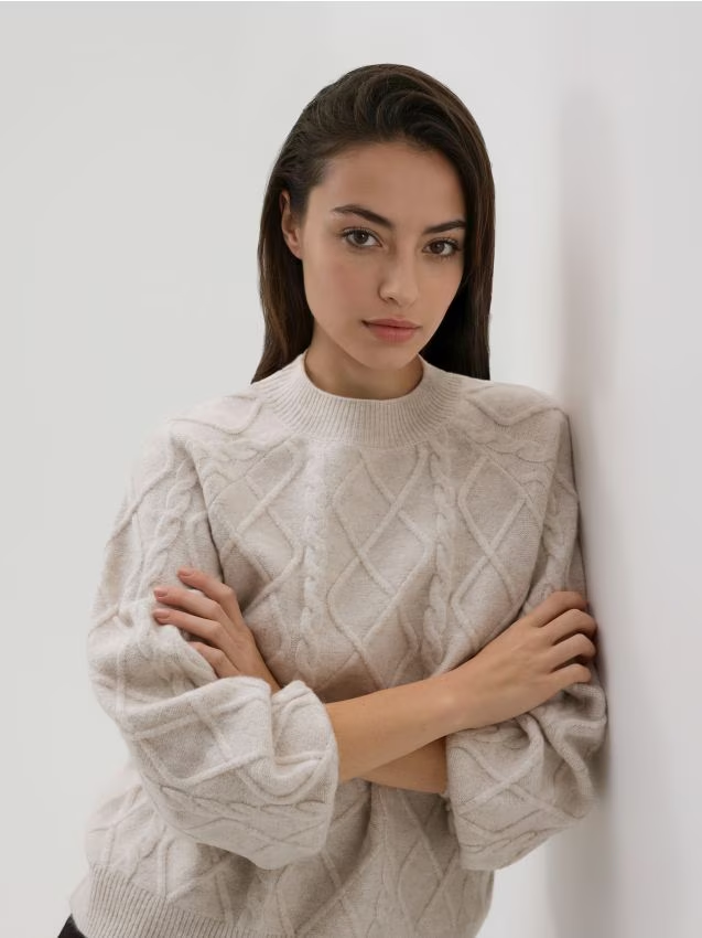 Reserved - Sweter z domieszką wełny - beżowy